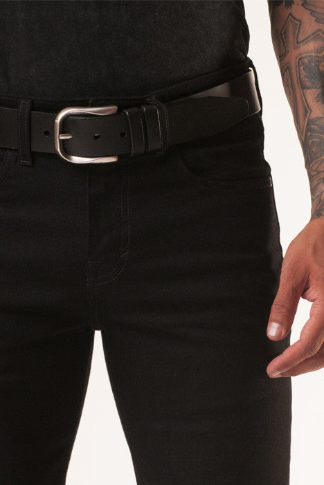 Silver Bullet Black Leather Belt - Belts - denimkratos