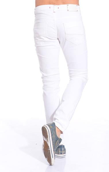 Ron Tomson White Skinny Washed Distressed Moto Jeans - Denim Jeans - denimkratos