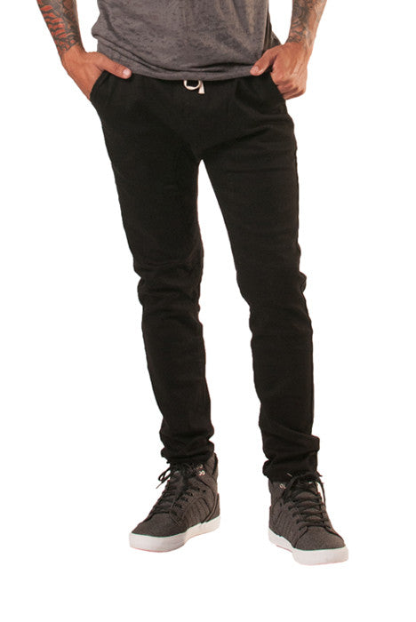 ◇SLOW RECORD HOUSE◇ Brush washed denim jogger pants black Victorious Men's Essential Distressed Denim Jogger Pants
