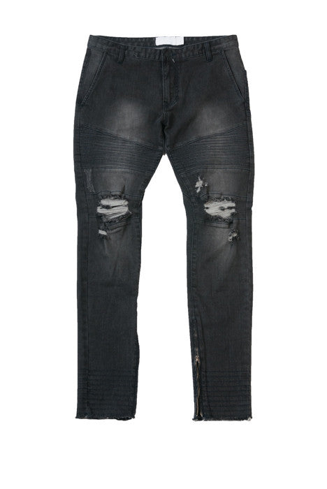 Moto Skinny Fit Black Denim Jeans - Denim Jeans - denimkratos