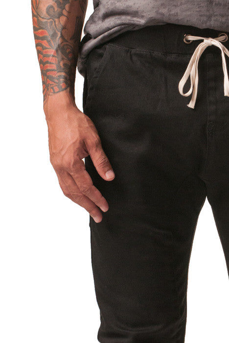 :DOK FACE Draw String Black Denim Joggers - Denim Jeans - denimkratos