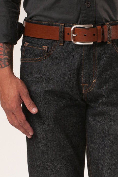 Silver Bullet Tan Leather Belt - Belts - denimkratos