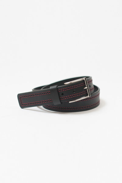 Triple Clutch Black Full Grain Leather Belt - Belts - denimkratos